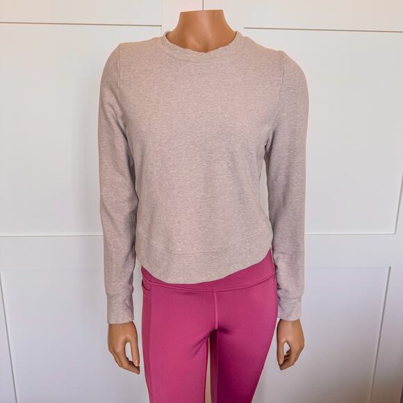 Lorna Jane Throw Over Active Cropped Long Sleeve Top in Off White Marl - Small - Picture 10 of 12